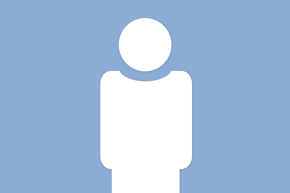 Silhouette einer Person, weiß auf blau